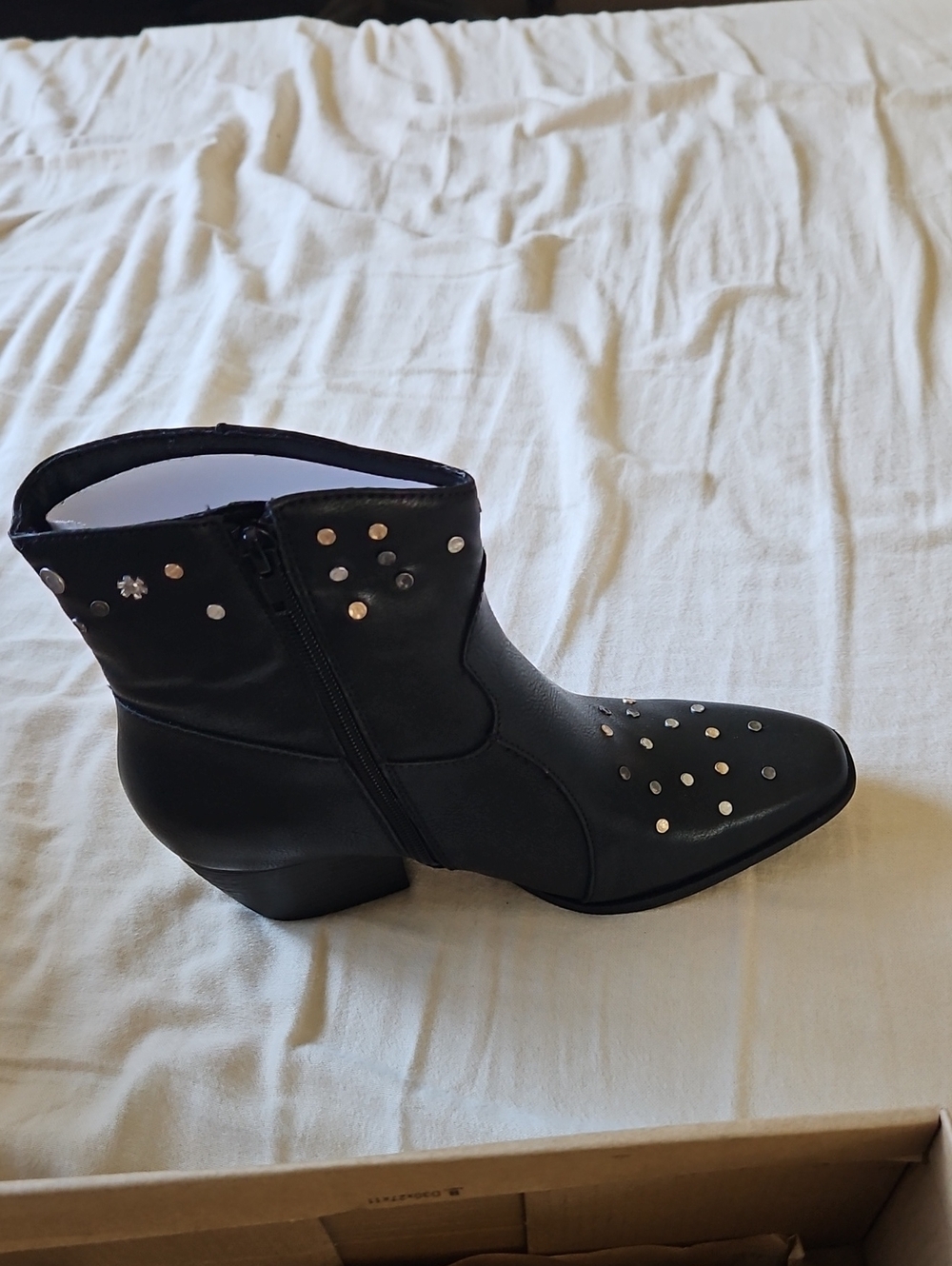 Frye Black Studded Leather Ankle Boot